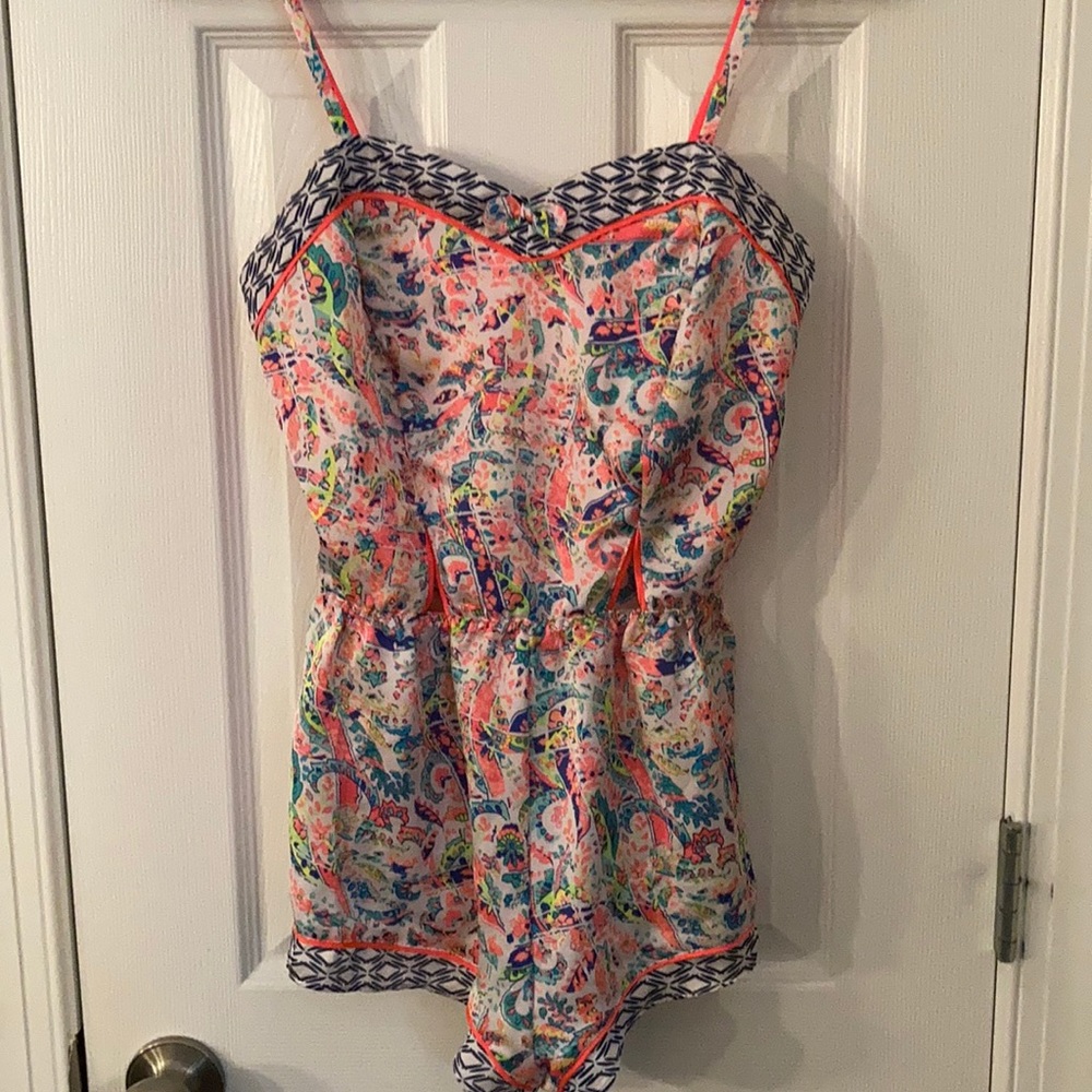 NWOT VS Silk Sleep Romper with cut outs & mesh. SM